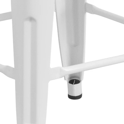 Merrick Lane Backless Metal Dining Stool With Wooden Seat For Indoor Use - Image 11