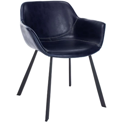 Arlo Mid Century Dining Chair (Set Of 2) - Midnight Blue/Black - Safavieh - Image 2