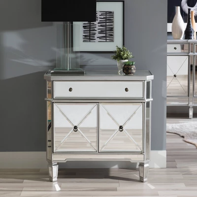 Sasha Mirrored 1Drawer 2Door Console - Powell Company