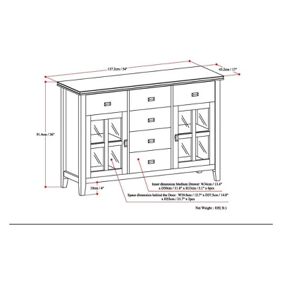 54" Stratford Sideboard Buffet - Wyndenhall - Image 6
