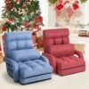 Costway Folding Floor Armchair W/6-position Adjustable Back & Lumbar Pillow Blue