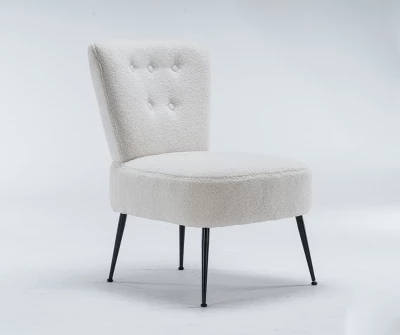 Tufted Back Teddy Fabric Slipper Chair Accent Chair-ModernLuxe - Image 4