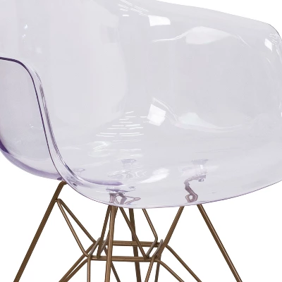 Emma And Oliver 2 Pack Transparent Side Chair With Arms And Gold Base - Accent & Side Chair - Image 5