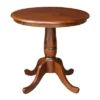 30" Round Top Pedestal Table With 2 X Back Chairs Dining Sets Espresso - International Concepts
