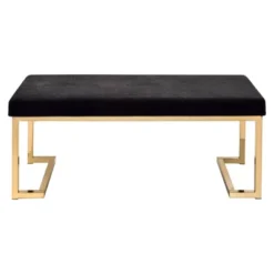 Astonishing Bench Black Fabric/Gold - Benzara