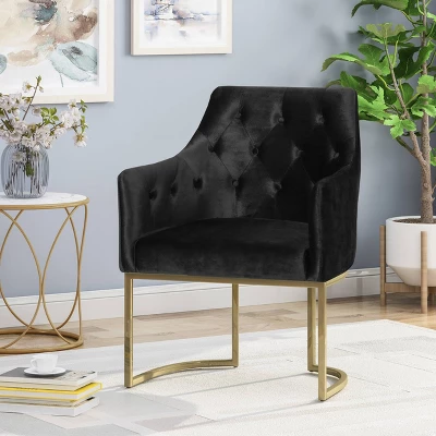McDonough Modern Tufted Glam Accent Chair Black - Christopher Knight Home