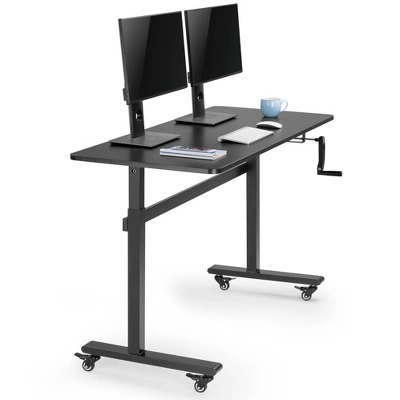 Tranzendesk Standing Desk with Front Handle And Detachable Wheels - 55” Sit To Stand Workstation – Black – Stand Steady - Image 10