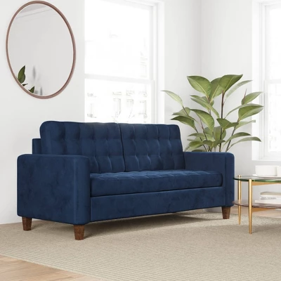76” Brynn Upholstered Square Arm Sofa With Buttonless Tufting - Brookside Home - Image 18