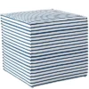 French Seam Ottoman In Nautical Stripe Navy - Skyline Furniture