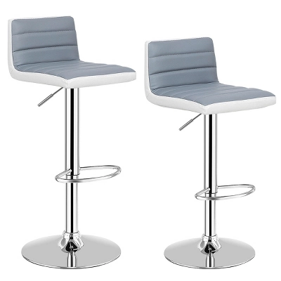 Costway Set Of 2 Bar Stools Adjustable Barstool PU Leather Swivel Pub Chairs Armless - Image 7