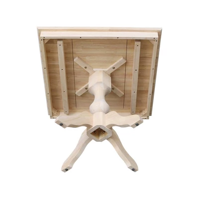 29.9" Dining Tables Sparks Square Top Pedestal Unfinished - International Concepts - Image 3