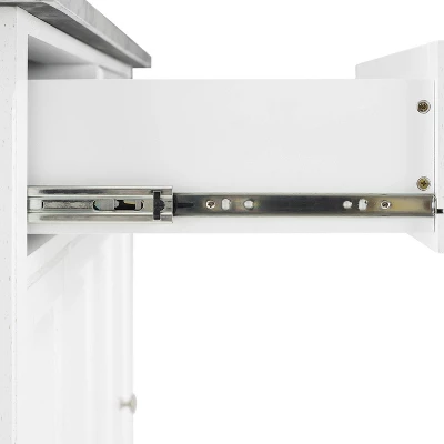 Avery Kitchen Island/Cart Distressed White/White Marble - Crosley - Image 16