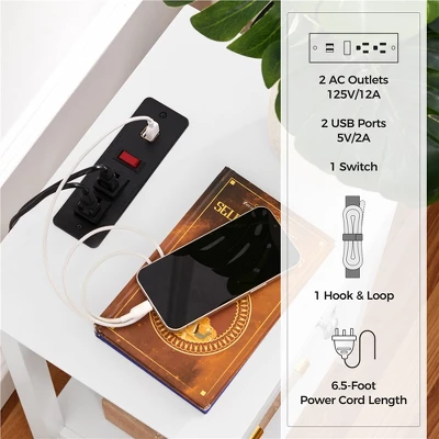 Yaheetech Wooden Side Table End Table With Recessed Power Outlets And USB Ports - Image 4