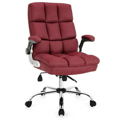 Costway High Back Big & Tall Office Chair Adjustable Swivel W/Flip-up Arm - Image 12