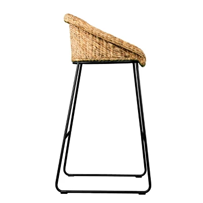 Set Of 2 Werte Water Hyacinth Barstools Natural/Black - Aiden Lane - Image 4