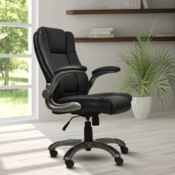 Medium Back Manager Chair With Flip-up Black - Techni Mobili