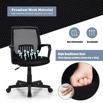 Costway Height Adjustable Mid-Back Mesh Chair Executive Chair W/ Lumbar Support - Image 8