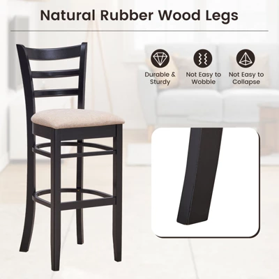 Costway Set Of 4 Bar Stools 31'' Kitchen Dining Chairs With Ergonomic Backrest & Footrest - Image 4