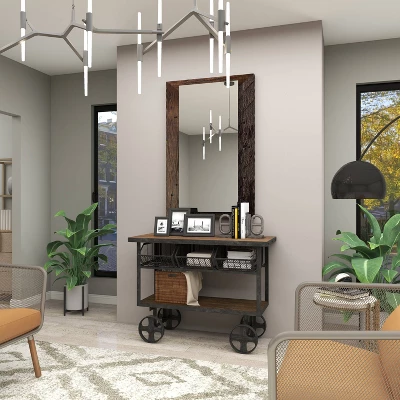 Industrial Metal Console Table Dark Black - Olivia & May - Image 18