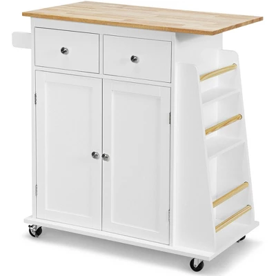 Costway Rolling Kitchen Island Utility Trolley Cabinet Storage Spice Towel Rack - Image 11