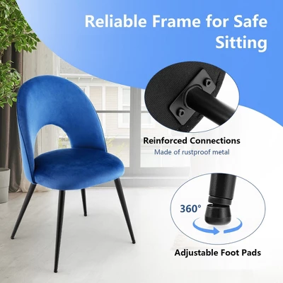 Tangkula Dining Chair Set Of 4 Velvet Upholstered Side Chair W/ Metal Base For Living Room - Image 5