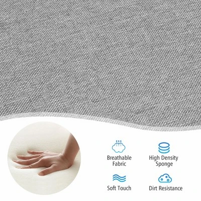 Costway Modern Upholstered Fabric Accent Chair W/ Rubber Wood Legs Dark GrayLight Grayy - Image 5