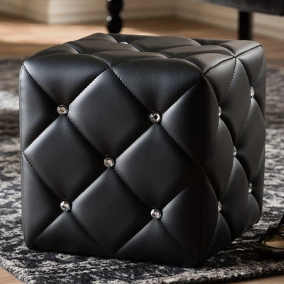 Stacey Modern And Contemporary Faux Leather Upholstered Ottoman - Baxton Studio - Image 2