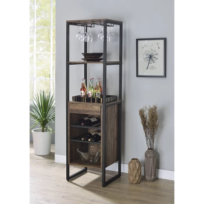 Narik Wine Rack Weathered Oak - Acme Furniture - Image 3