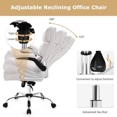 Costway High Back Big & Tall Office Chair Adjustable Swivel W/Flip-up Arm - Image 5