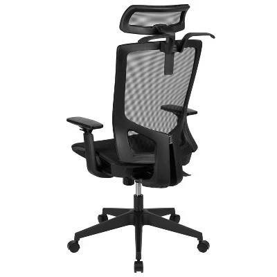 Flash Furniture Ergonomic Black Mesh Office Chair-Synchro-Tilt, Pivot Headrest, Adjustable Arms - Image 10