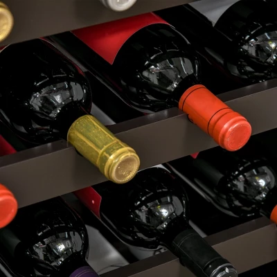 HOMCOM Modern Wine Rack, Storage Cabinet With 16-Bottle Wine Holder And Drawer For Living Room Or Home Bar, Dark Brown - Image 5