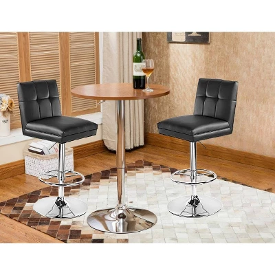 Set Of 2 Sloan Adjustable Faux Leather Swivel Barstools Black - Boraam - Image 9