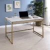 Paylen 2 Drawer Desk With USB Port White/Copper - MiBasics