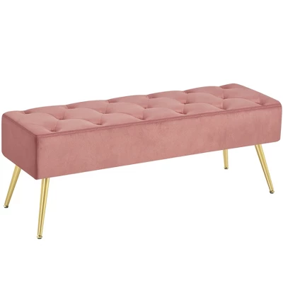 Yaheetech Modern Upholstered Button-Tufted Ottoman Footstool Bench For Bedroom - Image 8