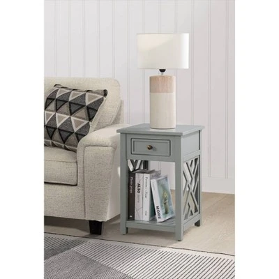 Middlebury Wood End Table With Drawer And Shelf Gray - Alaterre Furniture