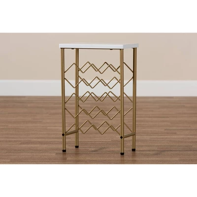 Ramona Metal Wine Rack With Faux Marble Tabletop Gold - Baxton Studio - Image 5