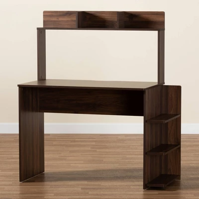 Garnet Wood Desk With Shelves Walnut/Brown - Baxton Studio - Image 5