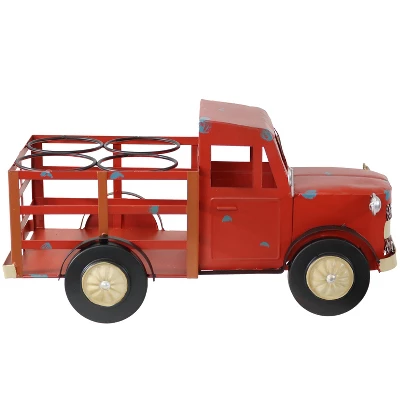 Sunnydaze Decor Sunnydaze Rustic Truck Metal Wine Rack - Red - Image 8