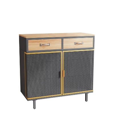 31.5" Modern Carbonized Bamboo Sideboard With 2 Drawers - ModernLuxe - Image 3