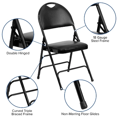 Emma And Oliver 2 Pack Home & Office Easy-Carry Party Events Padded Folding Chair - Image 3