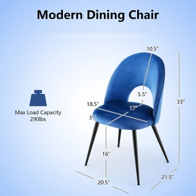 Tangkula Dining Chair Set Of 4 Velvet Upholstered Side Chair W/ Metal Base For Living Room - Image 8