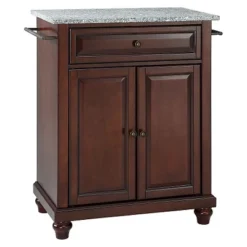 Cambridge Solid Granite Top Portable Kitchen Island - Vintage Mahogany - Crosley