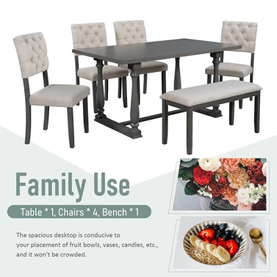 6-Piece Dining Table And Chair Set With Special-Shaped Legs And Foam-covered Seat - ModernLuxe - Image 3