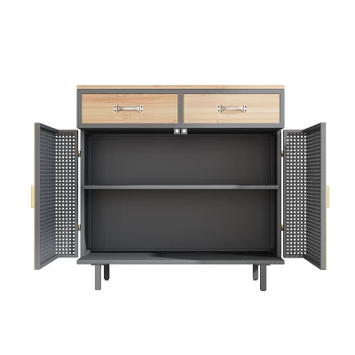 31.5" Modern Carbonized Bamboo Sideboard With 2 Drawers - ModernLuxe - Image 4