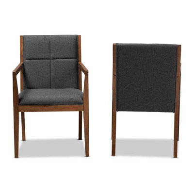 Set Of 2 Theresa Fabric Upholstered Wood Living Room Accent Chair - Baxton Studio
