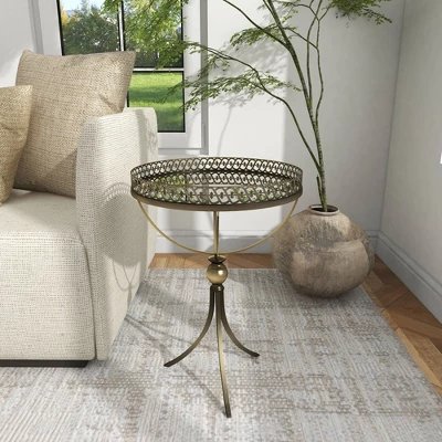 Metal And Glass Round Pedestal Table Gold - Olivia & May - Image 13