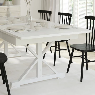 Emma And Oliver 8' X 40" Rectangular Solid Pine Folding Farm Table With Crisscross Legs - Image 6