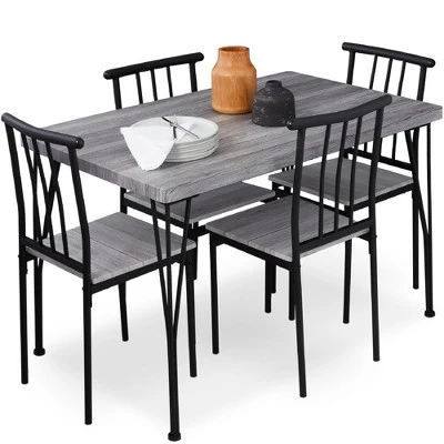 Best Choice Products 5-Piece Indoor Modern Metal Wood Rectangular Dining Table Furniture Set W/ 4 Chairs - Image 9