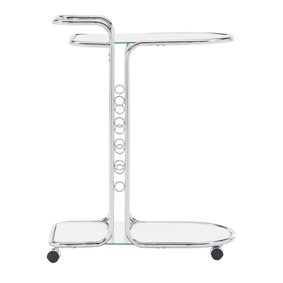 Bedford Chrome Finish Round Edge Bar Cart Silver - Inspire Q - Image 3
