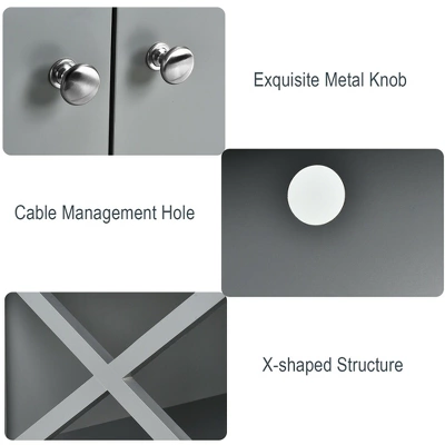 Costway Free Standing TV Cabinet Wooden Console TV Media Entertainment - Image 6